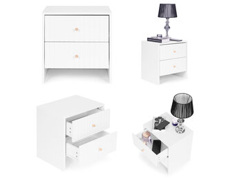 Wit nachtkastje met lades - Modern - 2 - 45 x 48 x 35 cm