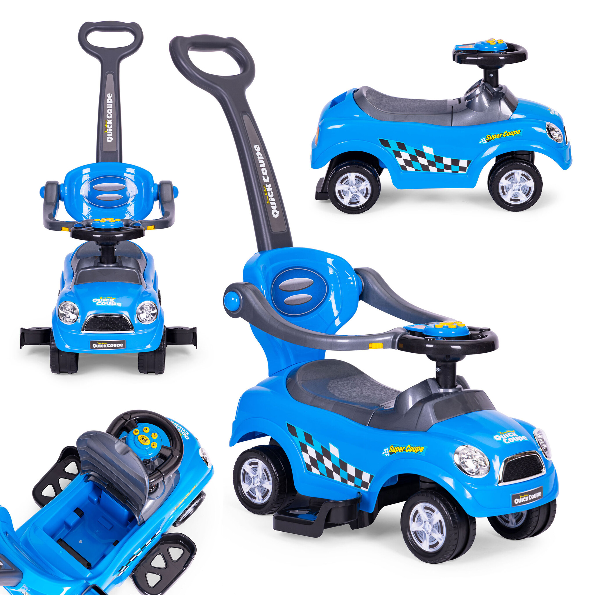 Blauwe loopauto - loopwagentje