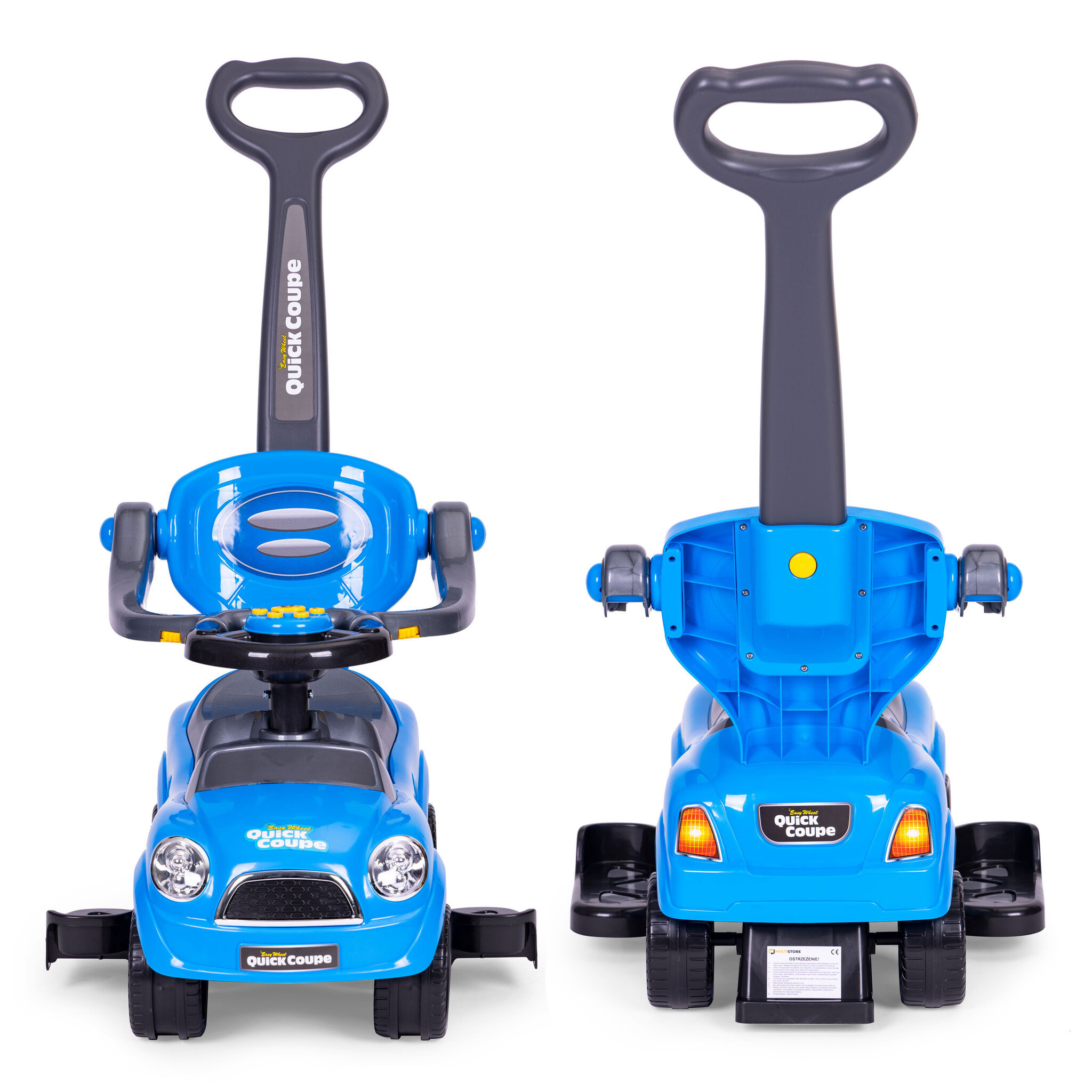 Blauwe loopauto - loopwagentje