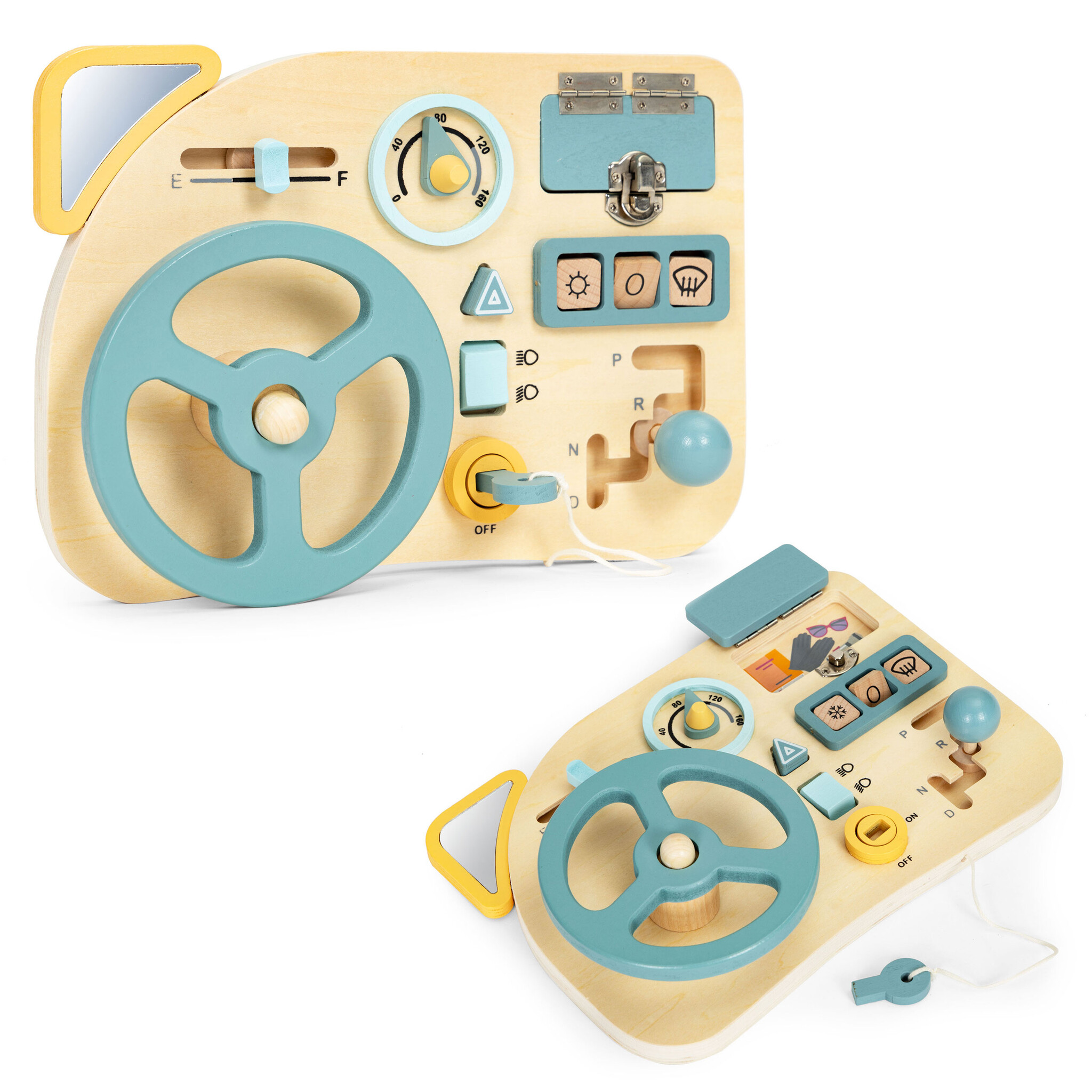 Houten activiteitenbord auto - Stuur - 23x21cm