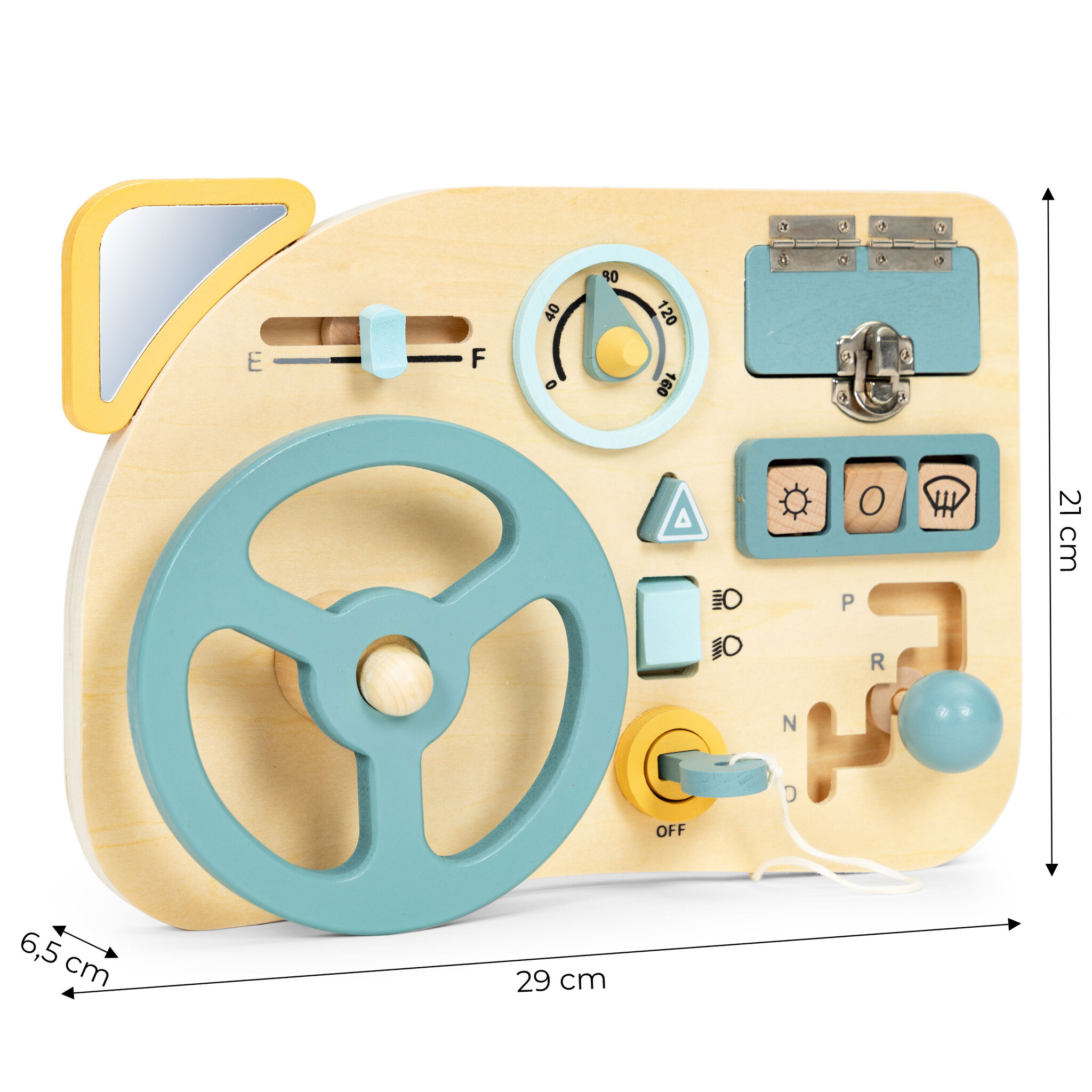 Houten activiteitenbord auto - Stuur - 23x21cm