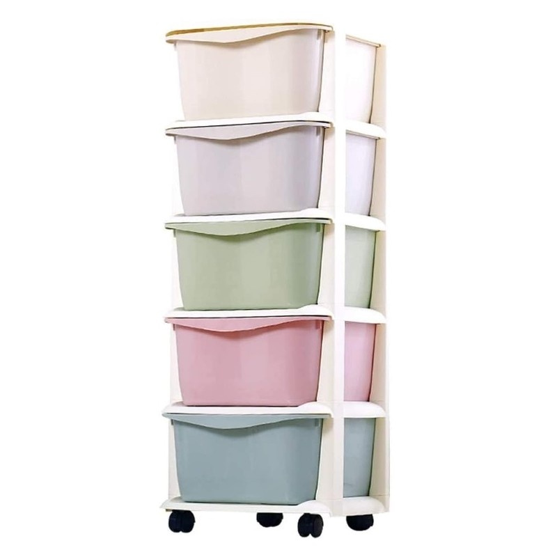 Kinderkast op wielen - Kunststof - Lades - 75x40x80cm