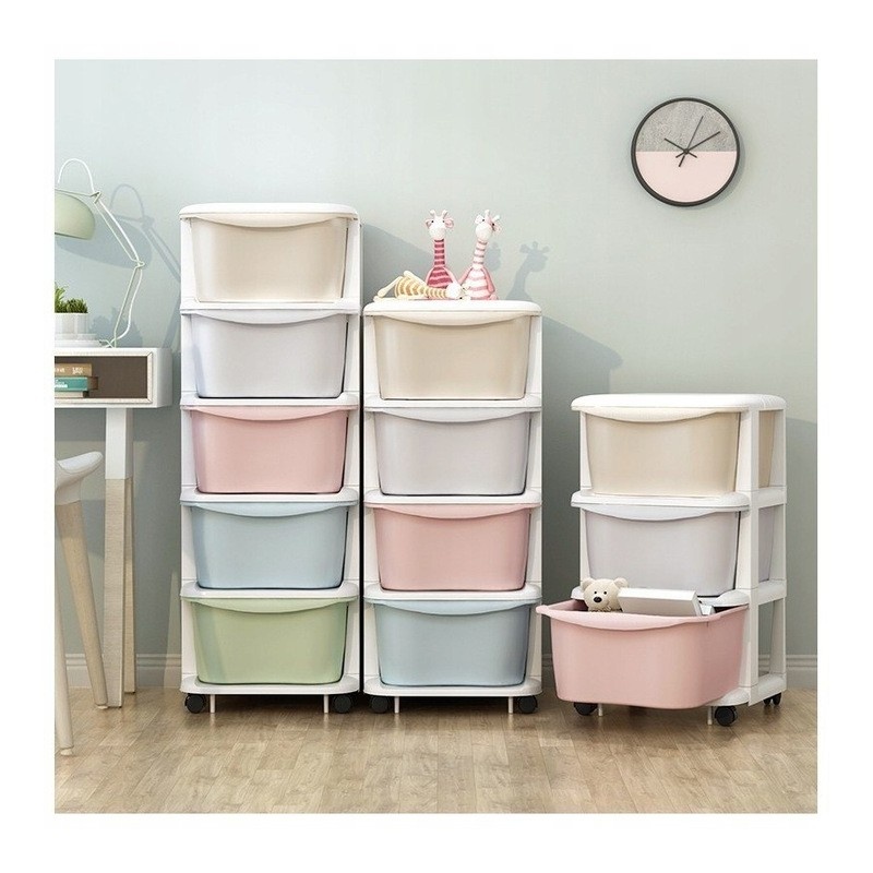 Kinderkast op wielen - Kunststof - Lades - 75x40x80cm