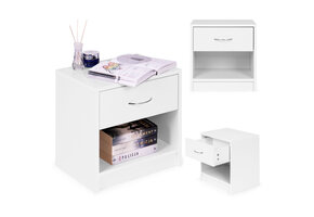 Wit nachtkastje met lade - Modern - 41x28x39cm