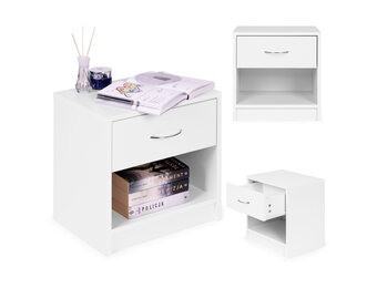Wit nachtkastje met lade - Modern - 41x28x39cm