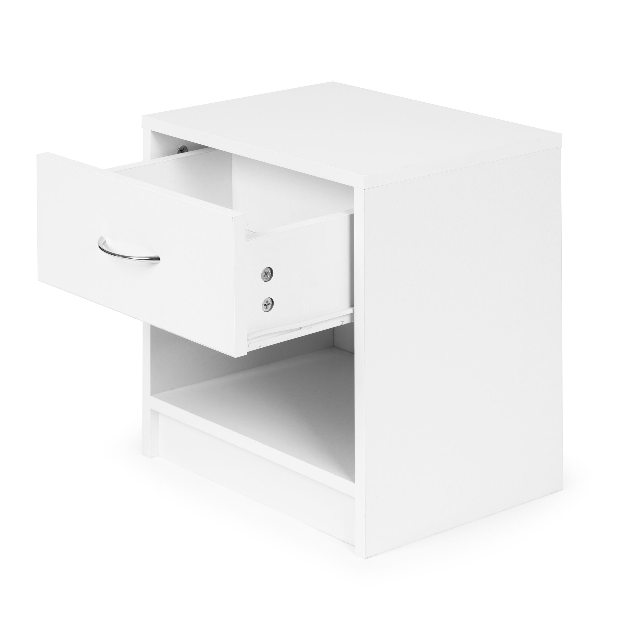 Wit nachtkastje met lade - Modern - 41x28x39cm