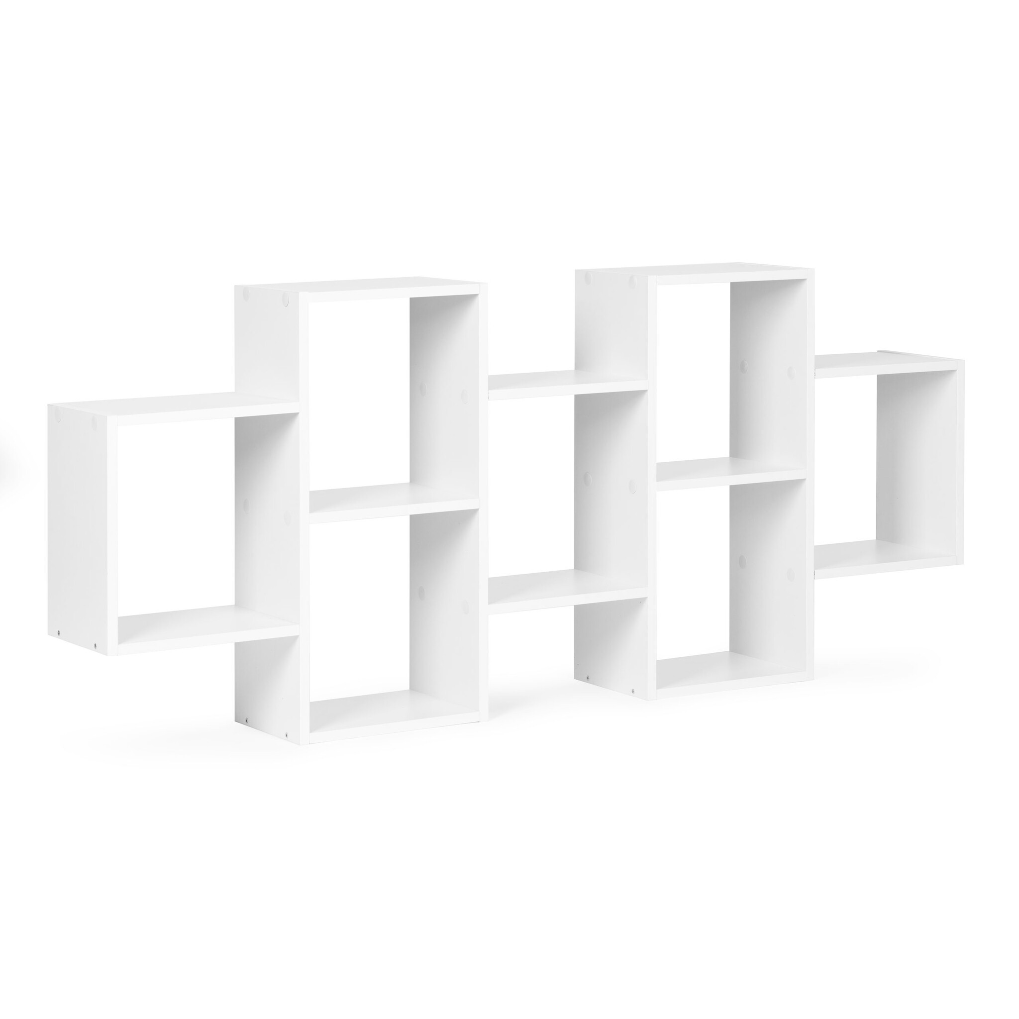 Moderne witte wandplank - 8 planken - 148x65x21 cm