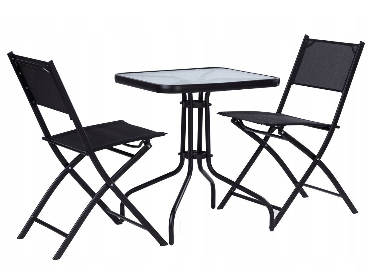 Zwarte glazen tuintafel - Vierkant - Balkon - Terras - Patio
