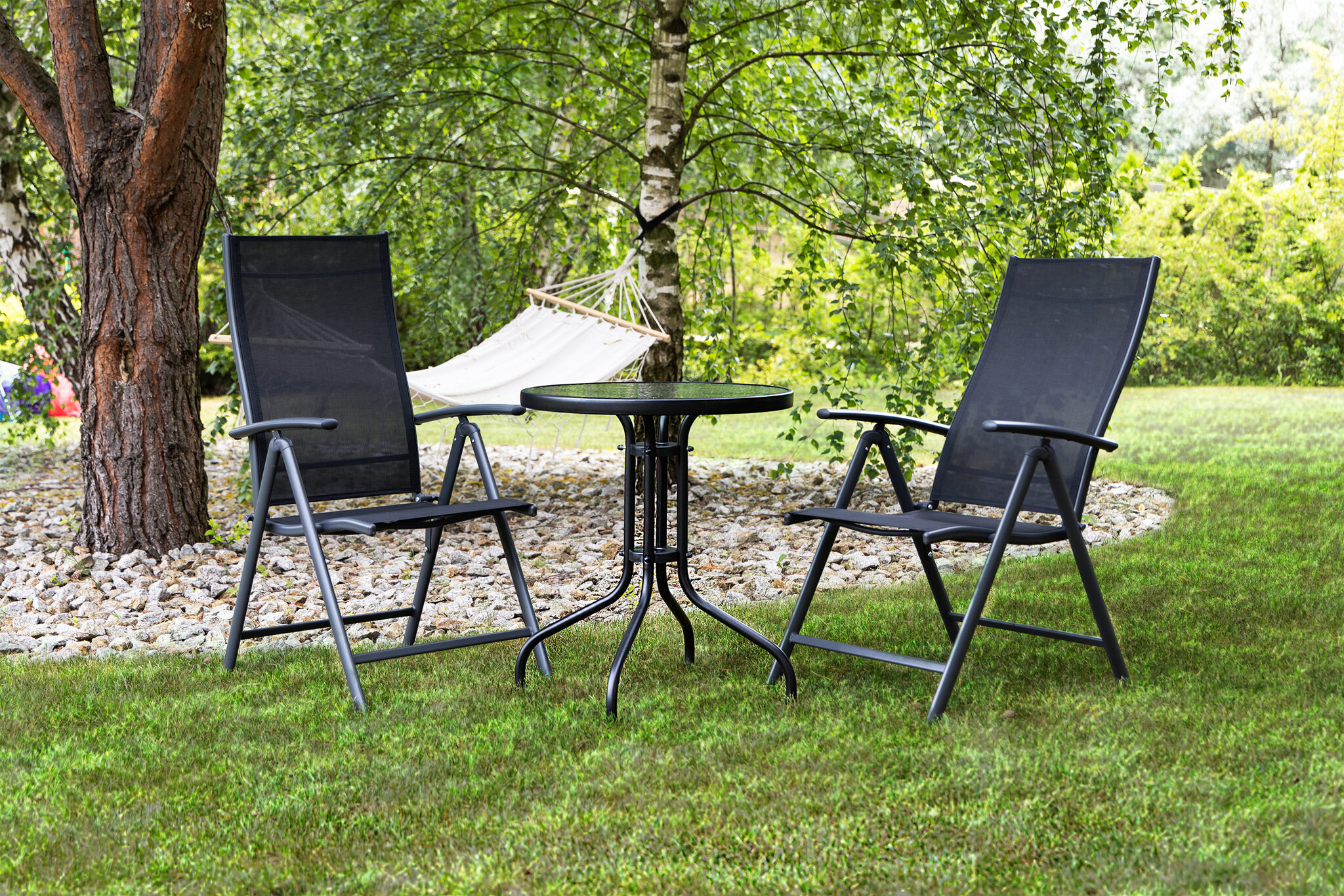 Ronde glazen tuintafel - Zwart - 60cm
