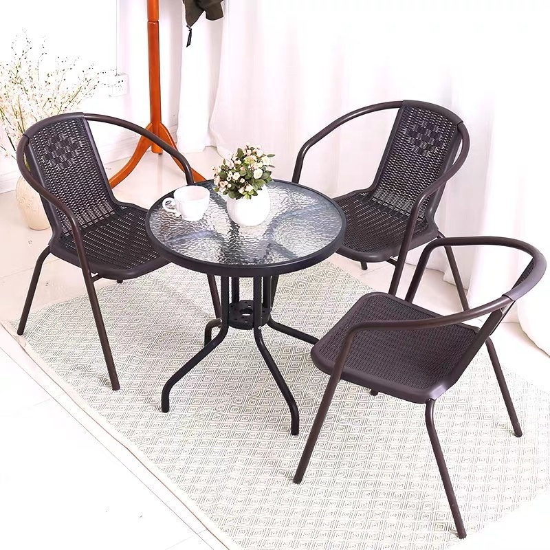 Ronde glazen tuintafel - Zwart - 60cm