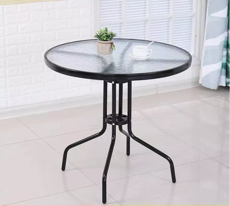 Ronde glazen tuintafel - Zwart - 60cm