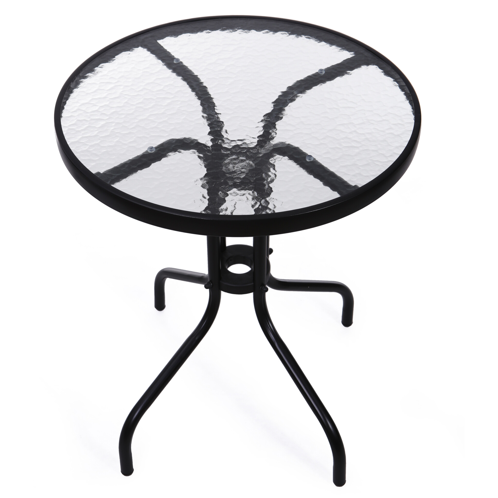 Ronde glazen tuintafel - Zwart - 60cm