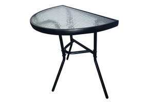 Zwarte glazen tuintafel - Halfrond - Voor balkon - Terras - Patio