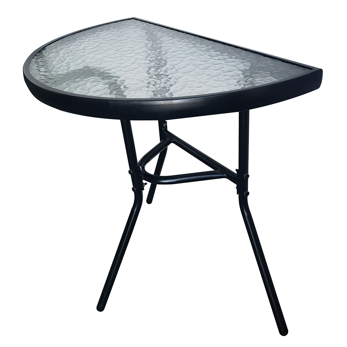 Zwarte glazen tuintafel - Halfrond - Voor balkon - Terras - Patio