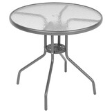 Tuinset met parasol - Donkergrijs - Ronde tafel - 4 stoelen