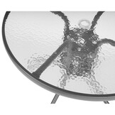 Tuinset met parasol - Donkergrijs - Ronde tafel - 4 stoelen