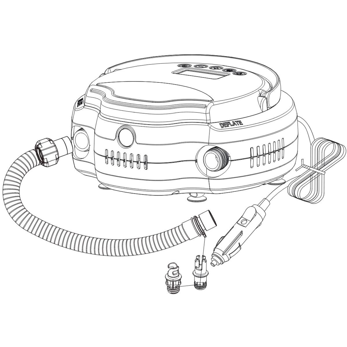 Elektrische sup pomp 12v - LED - Oranje-Zwart - 22PSI