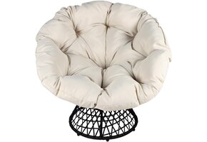 Draaibare tuinstoel - 360 graden - met kussen - lichtbeige