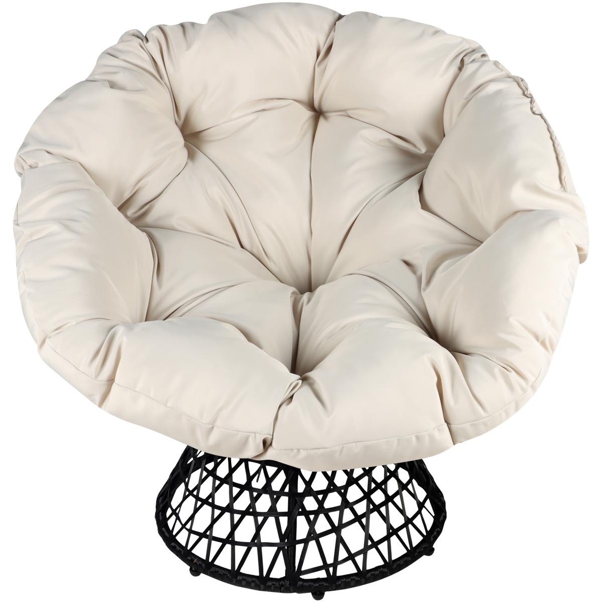 Draaibare tuinstoel - 360 graden - met kussen - lichtbeige