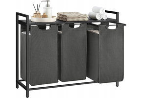 Badkamerkast met wasmand - 85 cm - Grijs