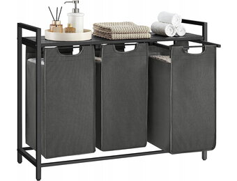 Badkamerkast met wasmand - 85 cm - Grijs