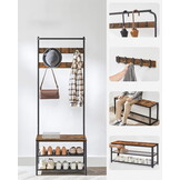 Kapstok met schoenenrek - Zwart - 64 x 32.2 x 180 cm