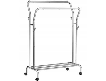 Kledingrek op wielen - zilver - 103,5 x 52,5 x 155 cm