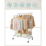 Kledingrek op wielen - zilver - 103,5 x 52,5 x 155 cm