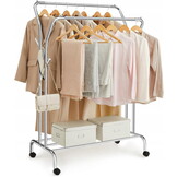 Kledingrek op wielen - zilver - 103,5 x 52,5 x 155 cm