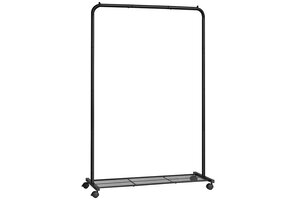 Kledingrek met wielen - Zwart - 90.5 x 40.5 x 158 cm