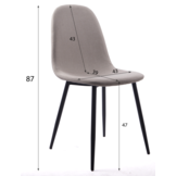 Beige eetkamerstoelen zwarte poten - 4 stuks