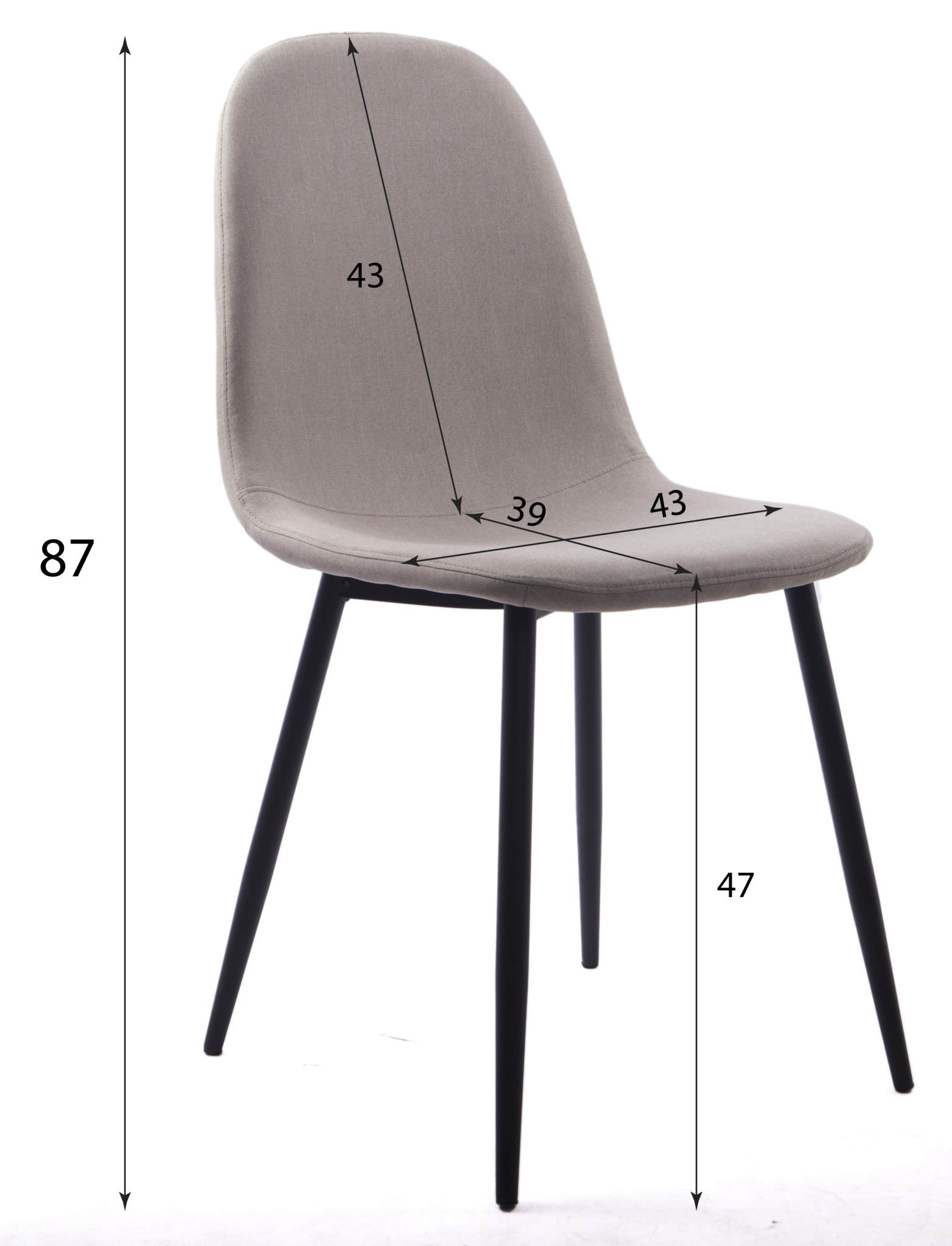 Beige eetkamerstoelen zwarte poten - 4 stuks