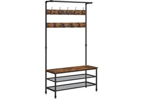 Kapstok met schoenenrek - Zwart - Metaal - 100 x 41,5 x 182 cm