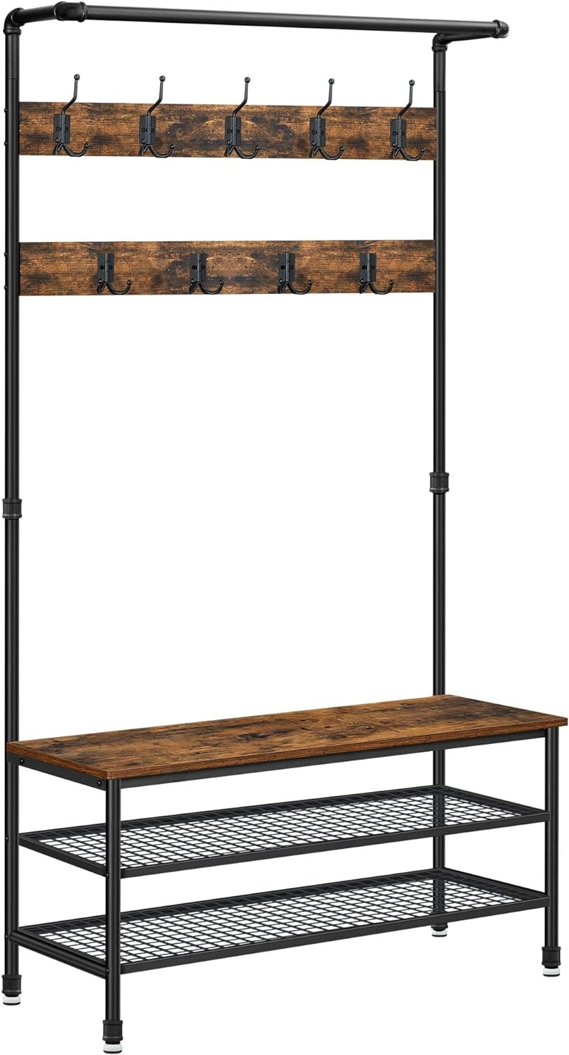 Kapstok met schoenenrek - Zwart - Metaal - 100 x 41,5 x 182 cm