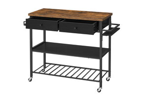 Keukeneiland op wielen - Zwart - MDF - 119 x 45 x 91 cm