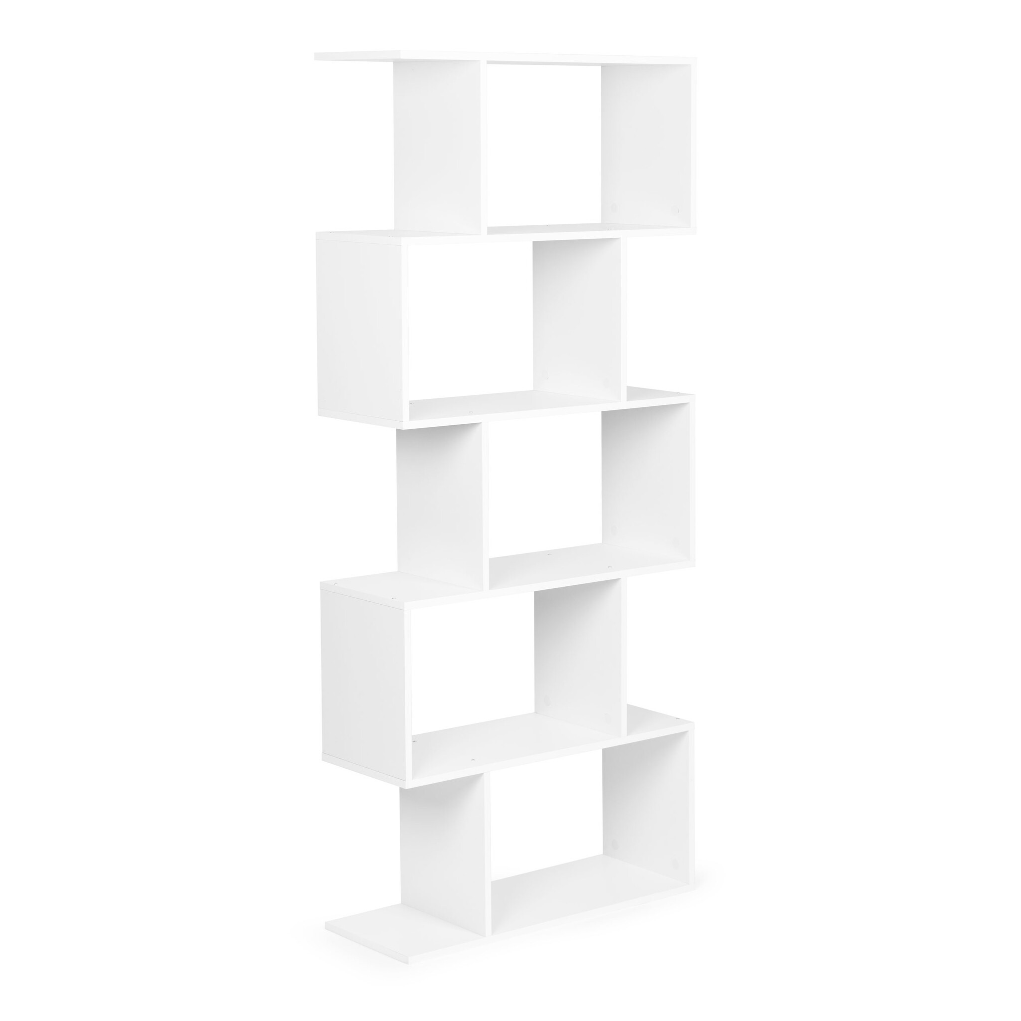 Witte design boekenkast - 5 planken - Geruit patroon - 175 x 28 x 77 cm