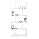Witte design boekenkast - 5 planken - Geruit patroon - 175 x 28 x 77 cm