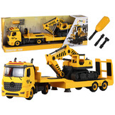 Speelgoed dieplader met graafmachine - geel - opvouwbaar - met geluid en licht