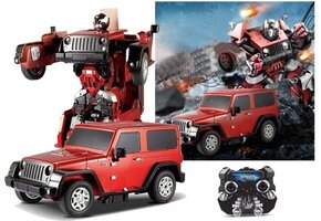Transformatie speelgoedauto rood - Robot - Op afstand bestuurbaar - RC - Jeep