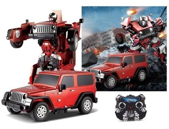 Transformatie speelgoedauto rood - Robot - Op afstand bestuurbaar - RC - Jeep