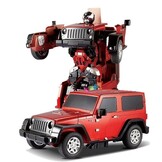 Transformatie speelgoedauto rood - Robot - Op afstand bestuurbaar - RC - Jeep