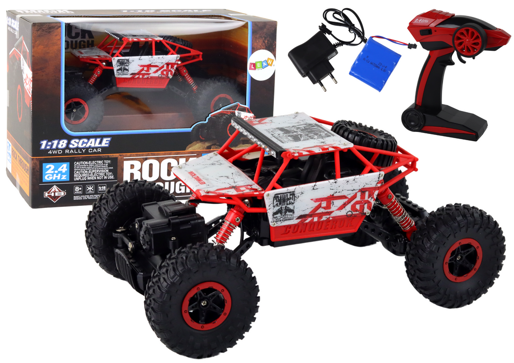 RC auto 1:18 off-road - Rood - 2.4G - rood