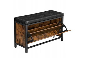 Halbank met schoenenopberging - Zwart - 80 x 30 x 51 cm