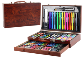 Tekenkoffer met inhoud - Hout - 123 elementen