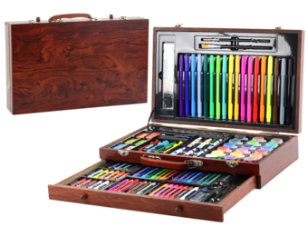 Tekenkoffer met inhoud - Hout - 123 elementen