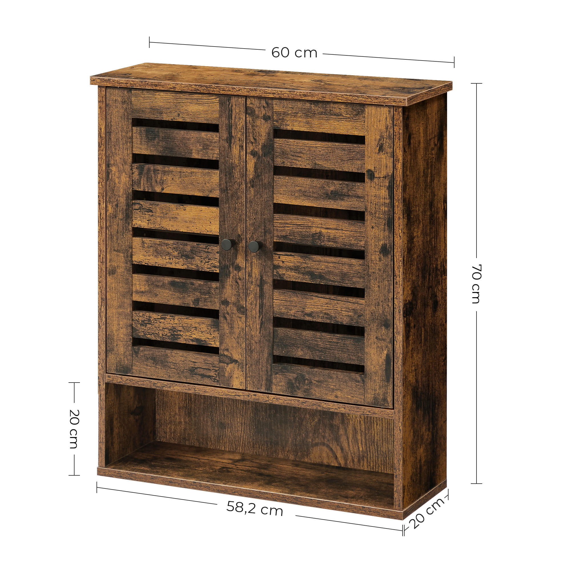 Houten badkamerkast vintage - 60 x 20 x 70 cm - bruin