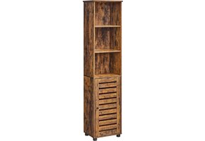 Houten badkamerkast vintage - 40 x 30 x 167 cm - bruin