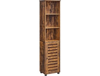 Houten badkamerkast vintage - 40 x 30 x 167 cm - bruin