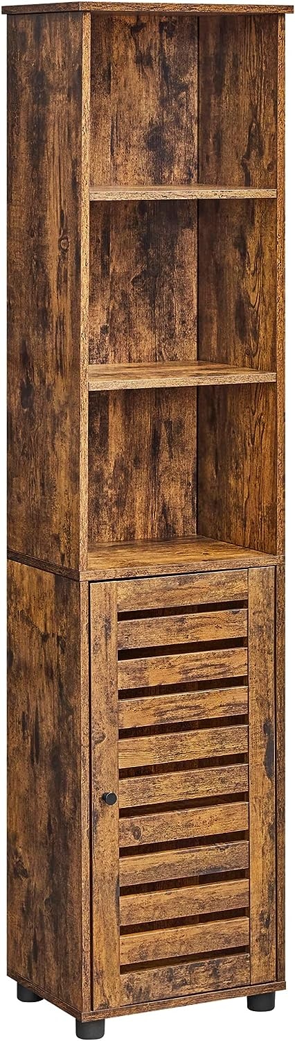Houten badkamerkast vintage - 40 x 30 x 167 cm - bruin