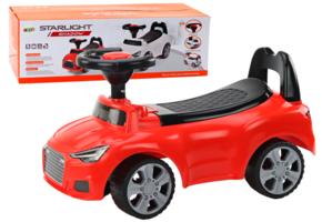 Loopauto - met rugleuning - met opbergbox - rood